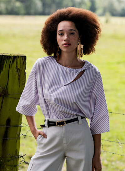 Fibremood leika _ stripes - stonewashed poplin