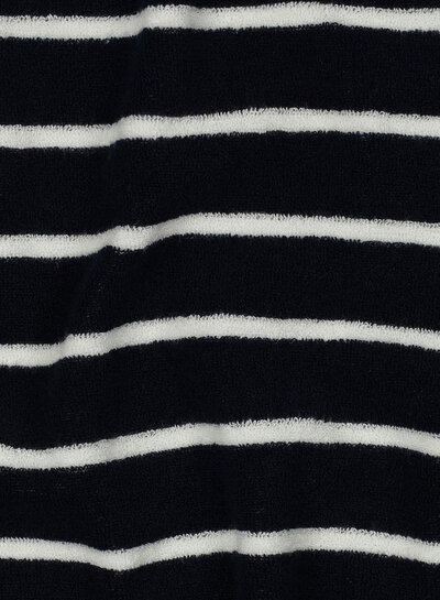 Madeline marineblauw ecru gestreept - spons rekbare badstof