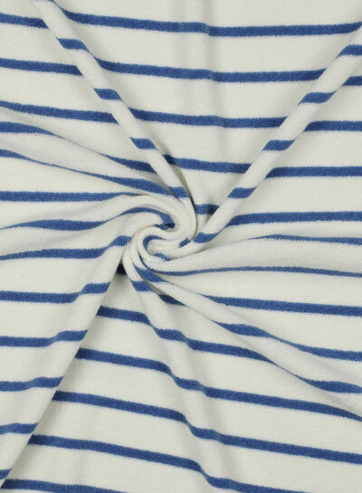 Madeline ecru - denim blue striped - sponge stretch terry cloth