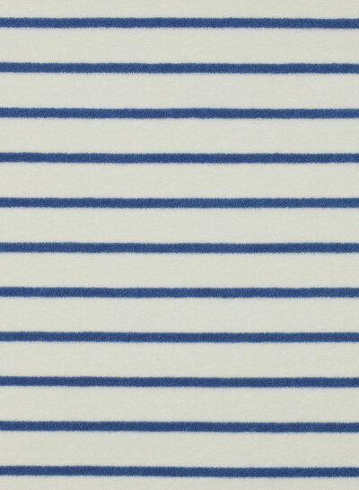 Madeline ecru - jeansblauw gestreept - spons rekbare badstof