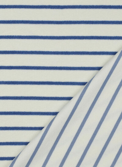 Madeline ecru - denim blue striped - sponge stretch terry cloth