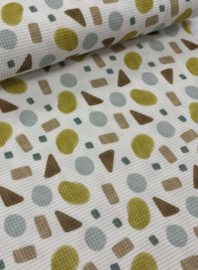 Madeline lime - geometric planes - waffle cotton