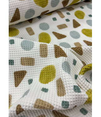 Madeline lime - geometric planes - waffle cotton