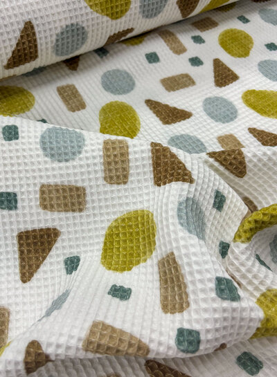 Madeline lime - geometric planes - waffle cotton