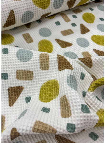 Madeline lime - geometrische vlakken - wafelkatoen