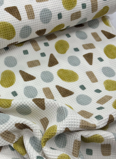 Madeline lime - geometrische vlakken - wafelkatoen