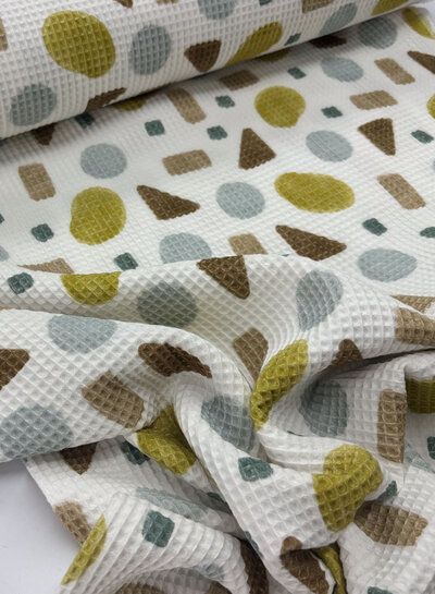 Madeline lime - geometric planes - waffle cotton