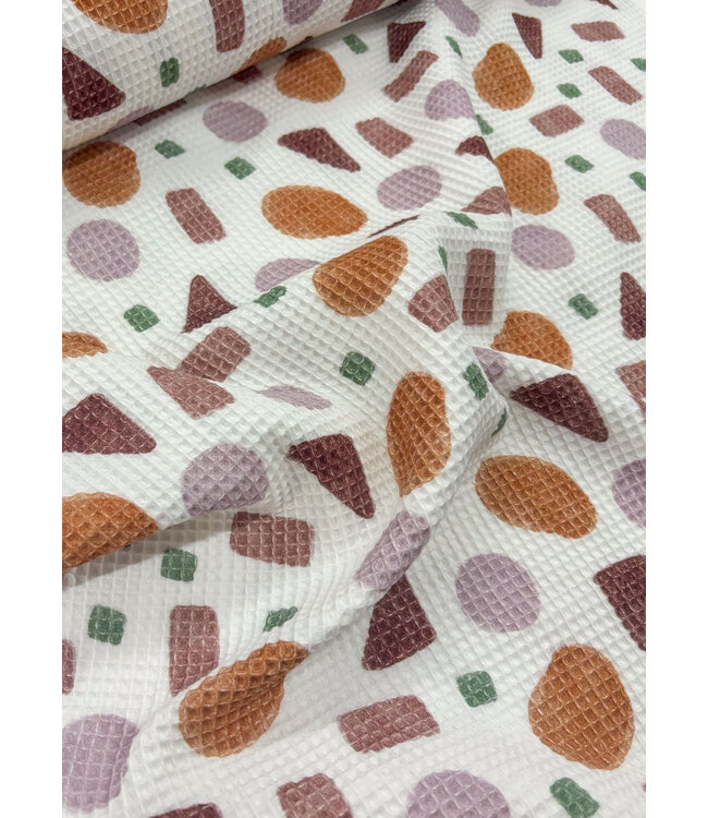Madeline roest - geometrische vlakken - wafelkatoen