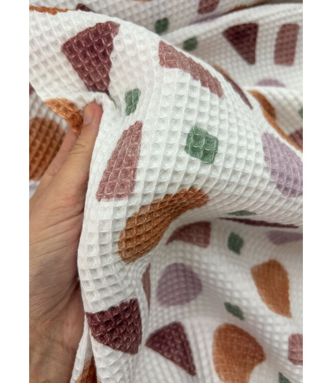 Madeline roest - geometrische vlakken - wafelkatoen