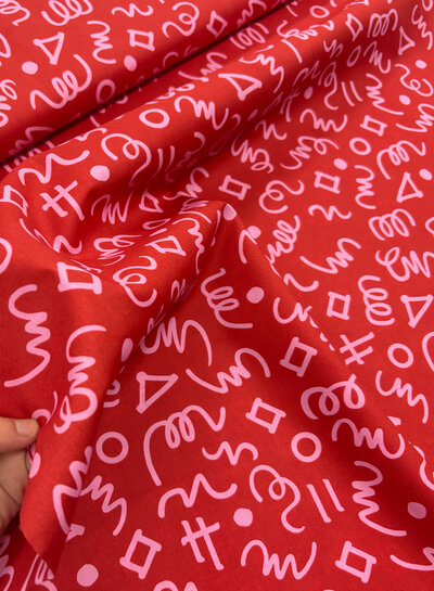 Madeline red and pink - Geometric poplin - cotton