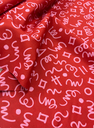 Madeline red and pink - Geometric poplin - cotton