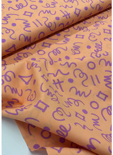 Madeline peach lilac - Geometric poplin - cotton