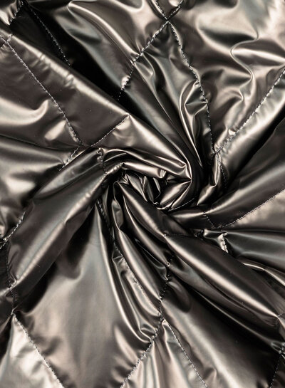 Madeline nickel metallic stepper - quilted quilted coat fabric