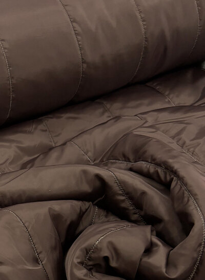 Madeline taupe brown - vertical quilted quilted coat fabric strips