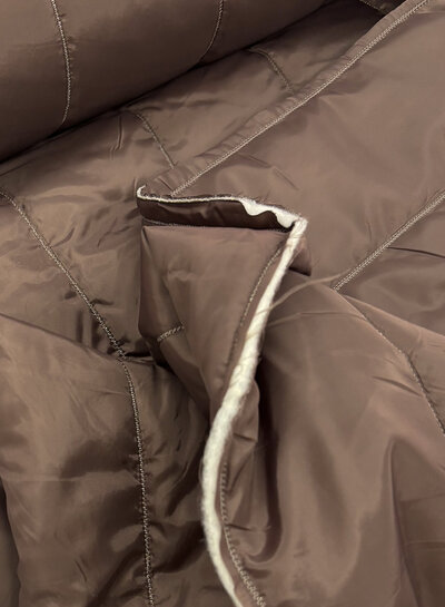 Madeline taupe brown - vertical quilted quilted coat fabric strips