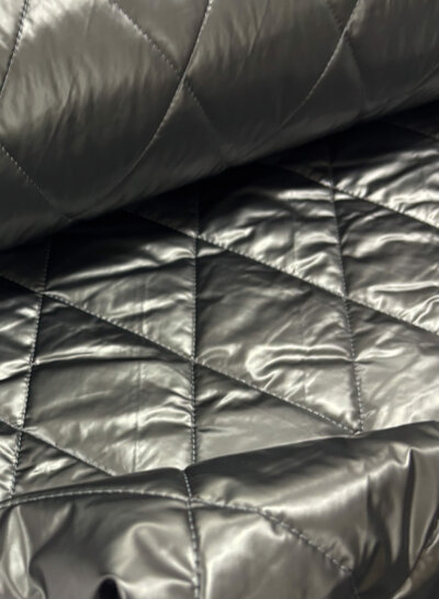 Madeline nickel metallic stepper - quilted quilted coat fabric