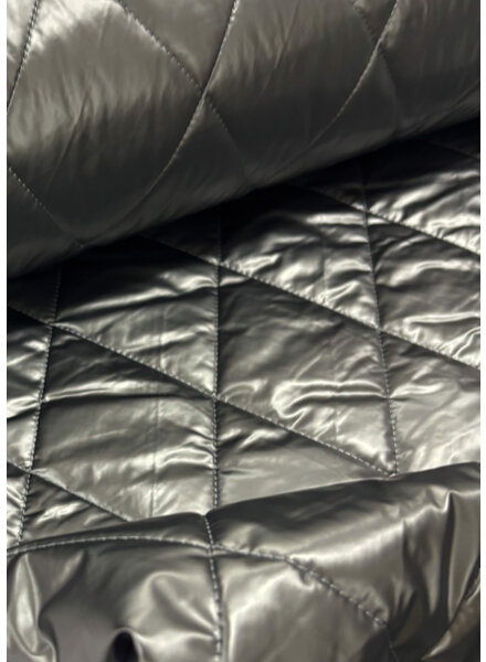 Madeline nikkel metallic stepper - gematelasseerde gewatteerde mantelstof