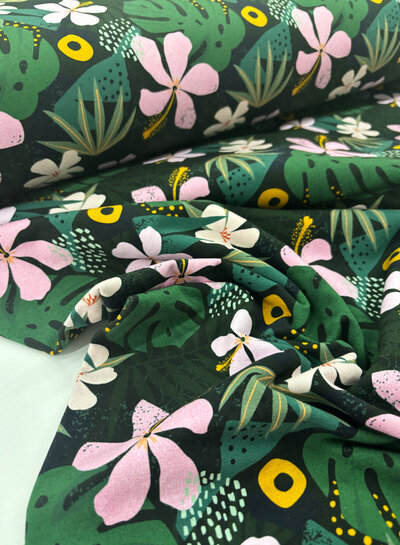 Madeline green flowers - sweater brushed