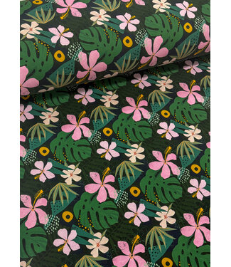 Madeline green flowers - sweater brushed