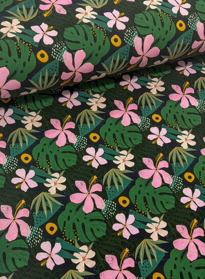 Madeline groene bloemen - sweater brushed