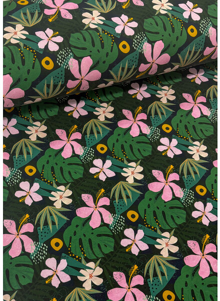 Madeline groene bloemen - sweater brushed