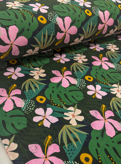 Madeline groene bloemen - sweater brushed