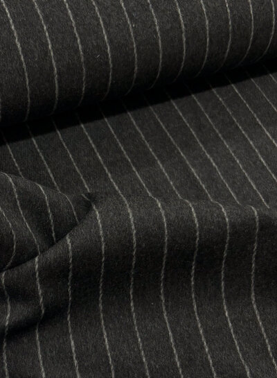 Madeline anthracite chalk stripe - warm wool fabric