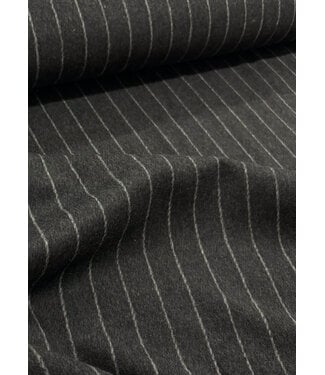 Madeline anthracite chalk stripe - warm wool fabric