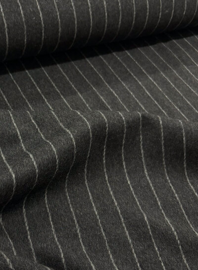 Madeline anthracite chalk stripe - warm wool fabric