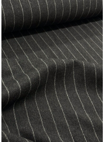 Madeline anthracite chalk stripe - warm wool fabric