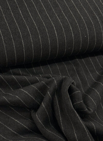 Madeline anthracite chalk stripe - warm wool fabric