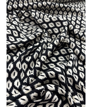 Madeline Ikat print black - satin viscose
