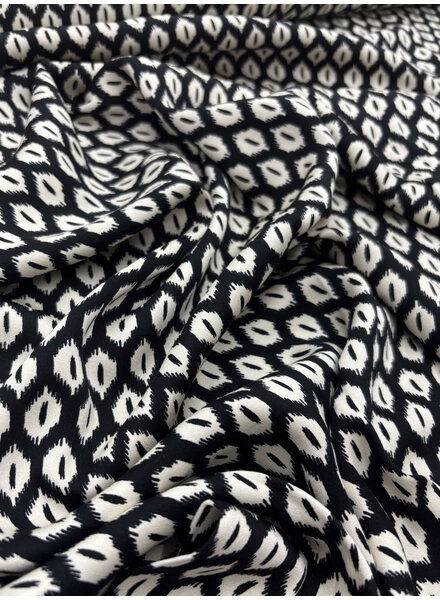 Madeline Ikat print black - satin viscose