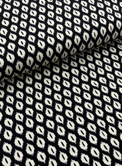Madeline Ikat print black - satin viscose