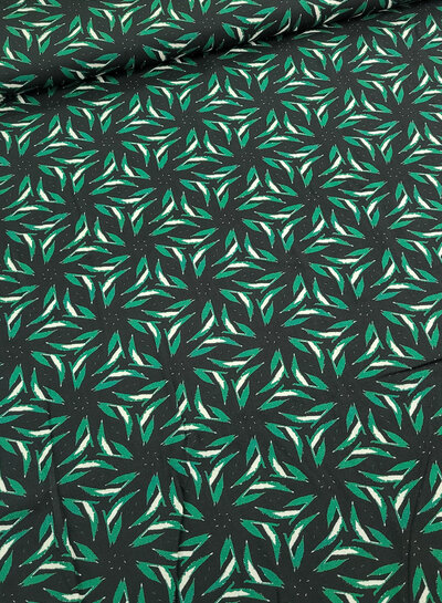 Madeline leaves - donkergroen en zwart- geweven viscose