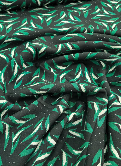 Madeline leaves - donkergroen en zwart- geweven viscose