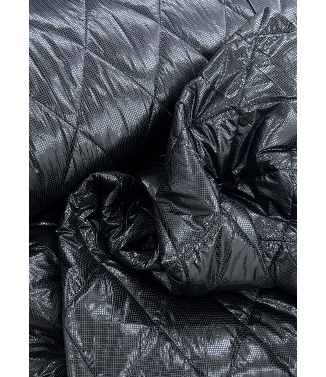 Madeline carbon zwart - puffer - gematelasseerde jassenstof