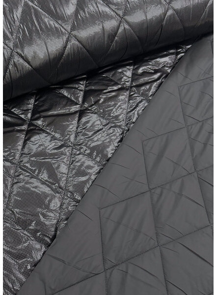 Madeline carbon zwart - puffer - gematelasseerde jassenstof