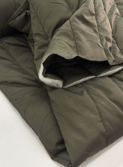 Madeline khaki - vertical quilted quilted coat fabric stripes