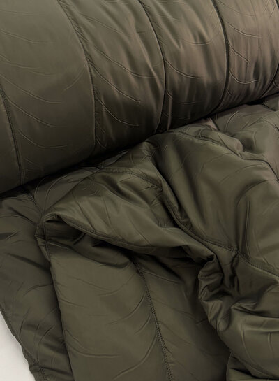 Madeline khaki - vertical quilted quilted coat fabric stripes