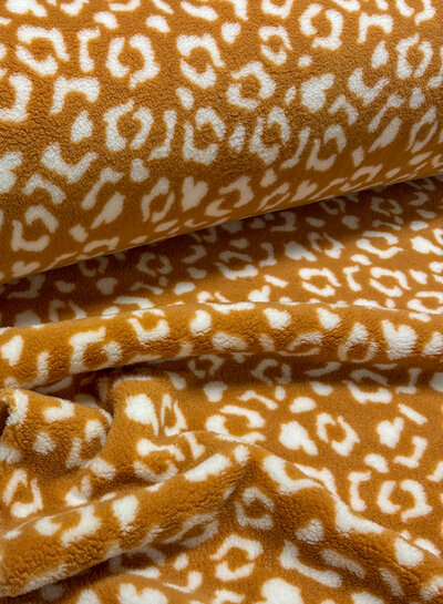 leopard light camel - teddy fleece