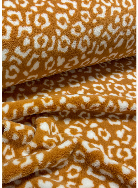 leopard light camel - teddy fleece