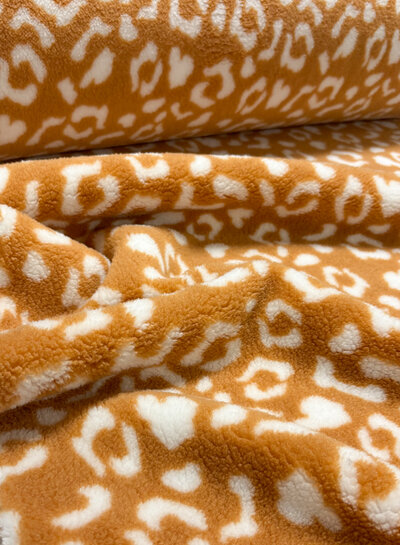 leopard light camel - teddy fleece