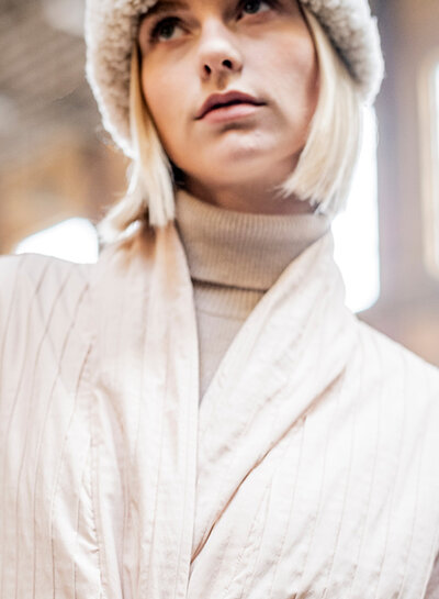 Fibremood Beige structuurstof 3D effect - gebruikt voor de Elsie bodywarmer