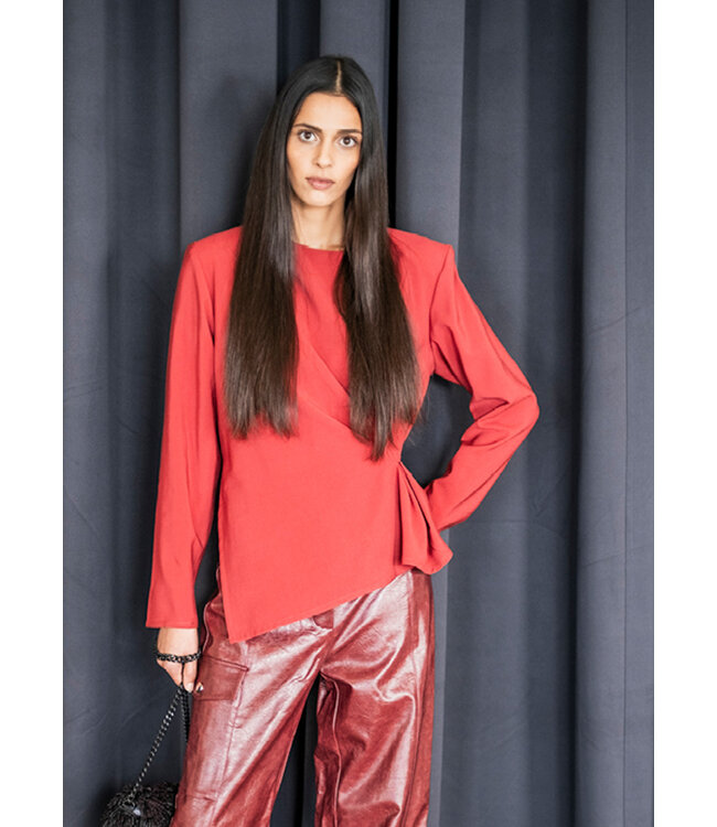 Fibremood warm rood - geweven viscose met tencel finish - URSULA, LILITH
