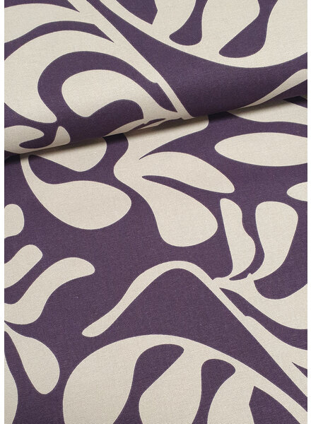 Madeline eggplant - vintage leaves - canvas