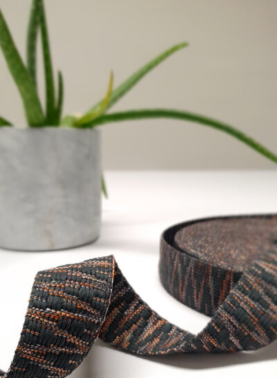 Ethnic bag strap anthracite and pink 38mm