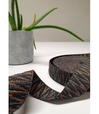Ethnic bag strap anthracite and pink 38mm