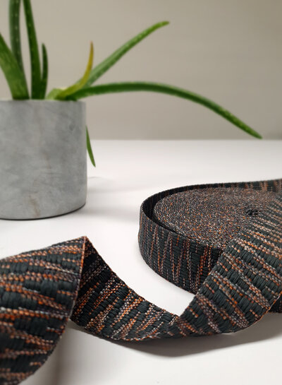 Ethnic bag strap anthracite and pink 38mm