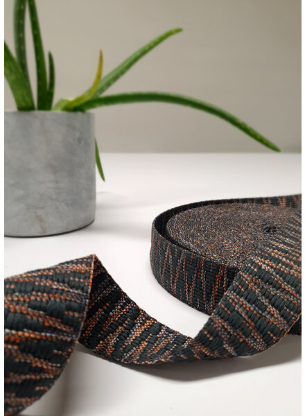 Ethnic bag strap anthracite and pink 38mm